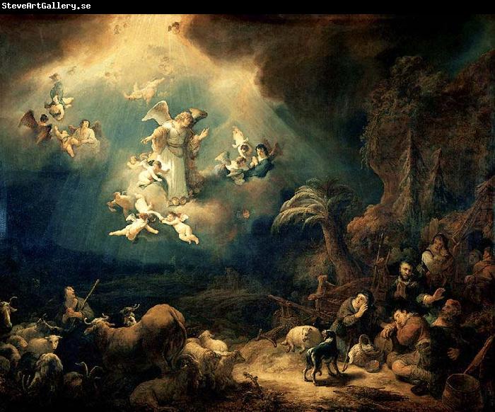 Govert flinck Angels announcing Christ's birth to the shepherds